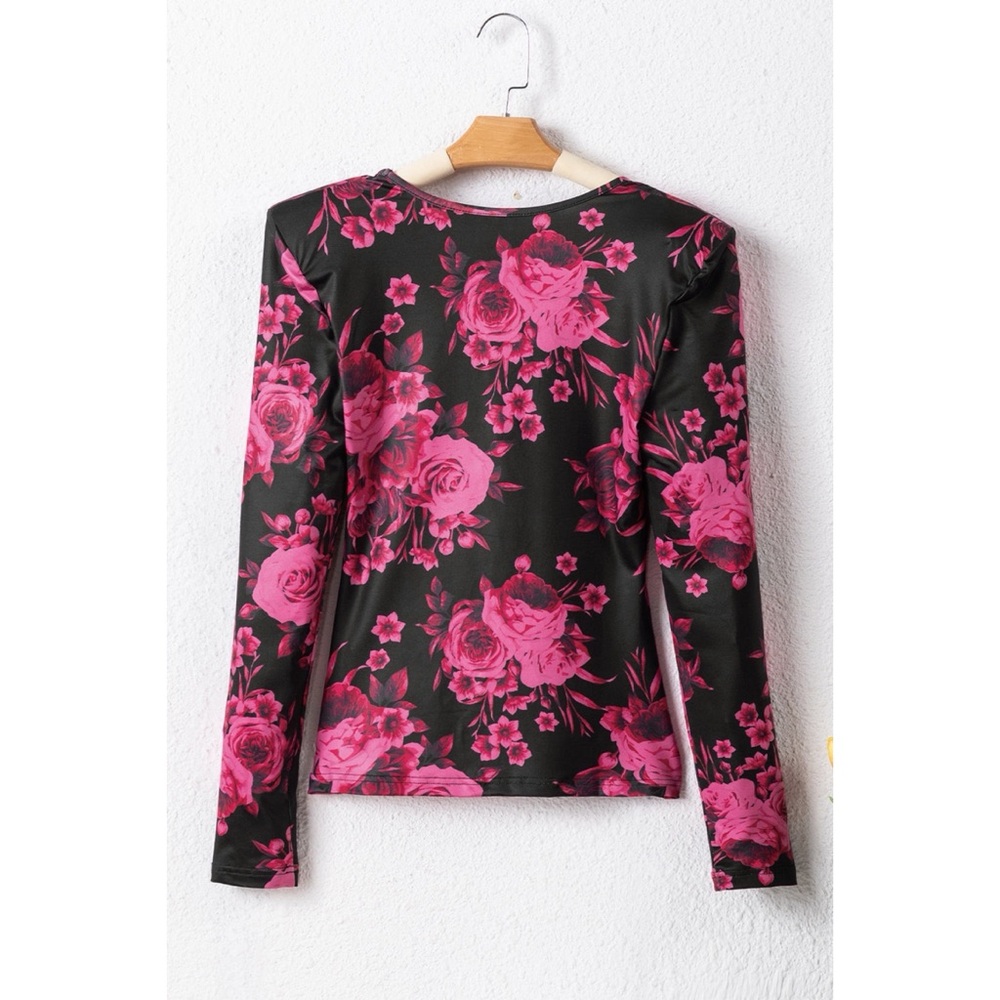 Floral Square Neck Long Sleeve Top - Picture 3 of 3